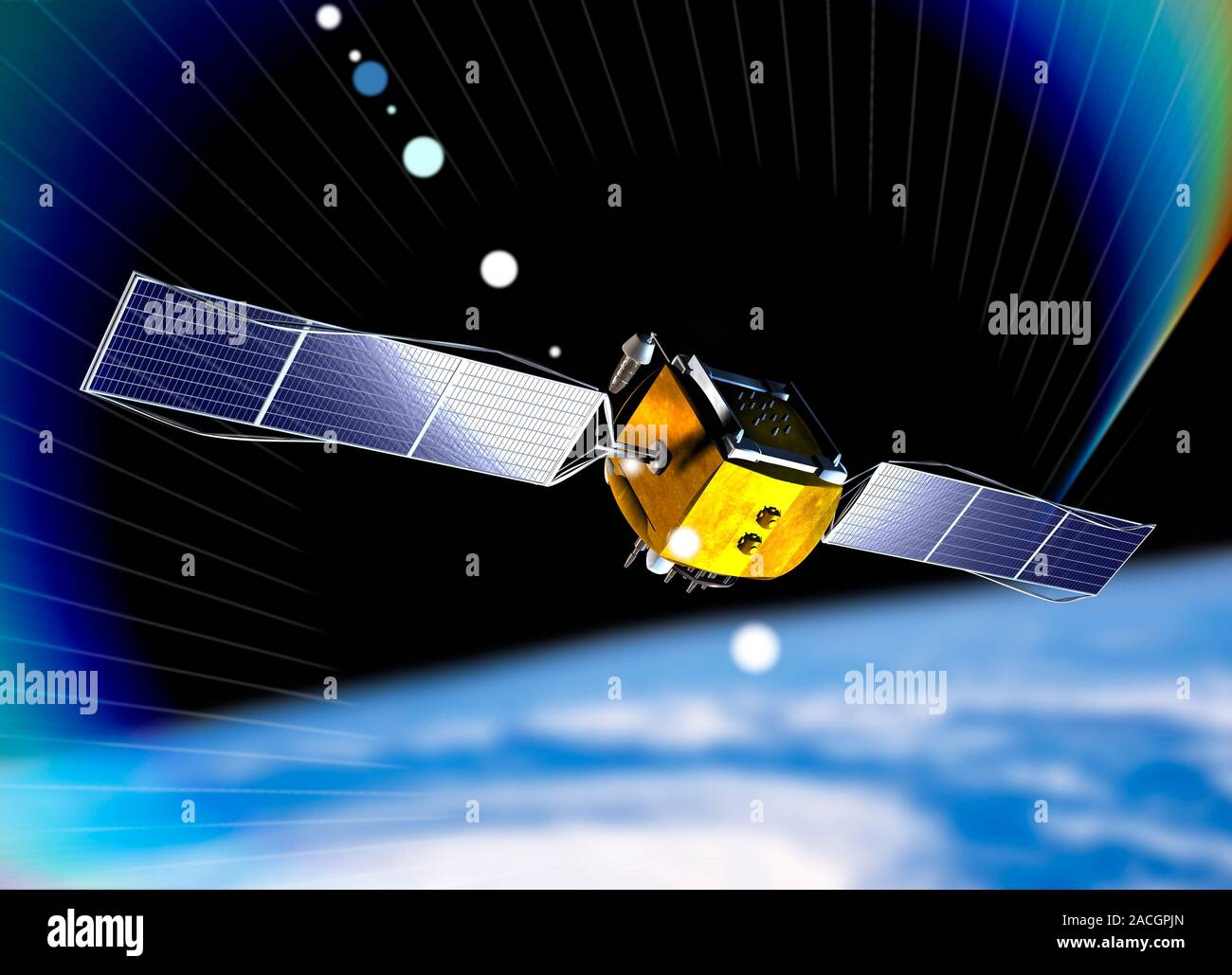 Communications satellite. Computer artwork of a communications ...