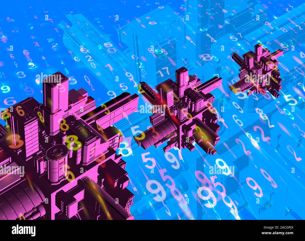 Digital communication, conceptual image. Computer artwork of electronic ...