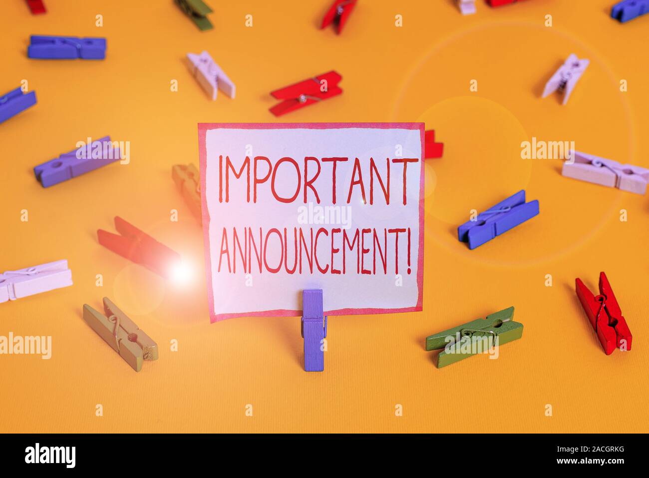 Conceptual hand writing showing Important Announcement. Concept meaning