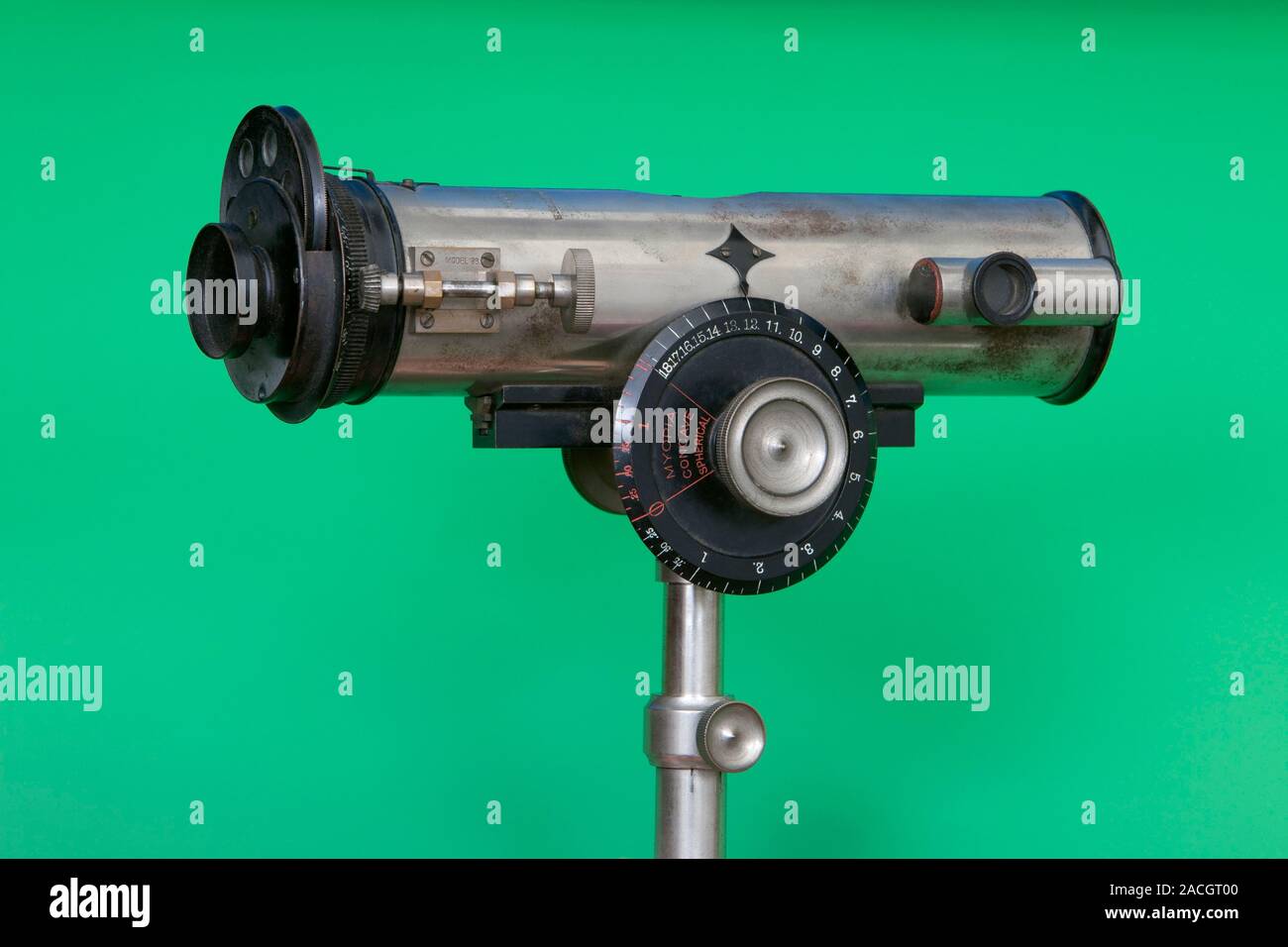 Early 20th century ophthalmoscopy tool. Ophthalmoscopic tools are used to examine the interior