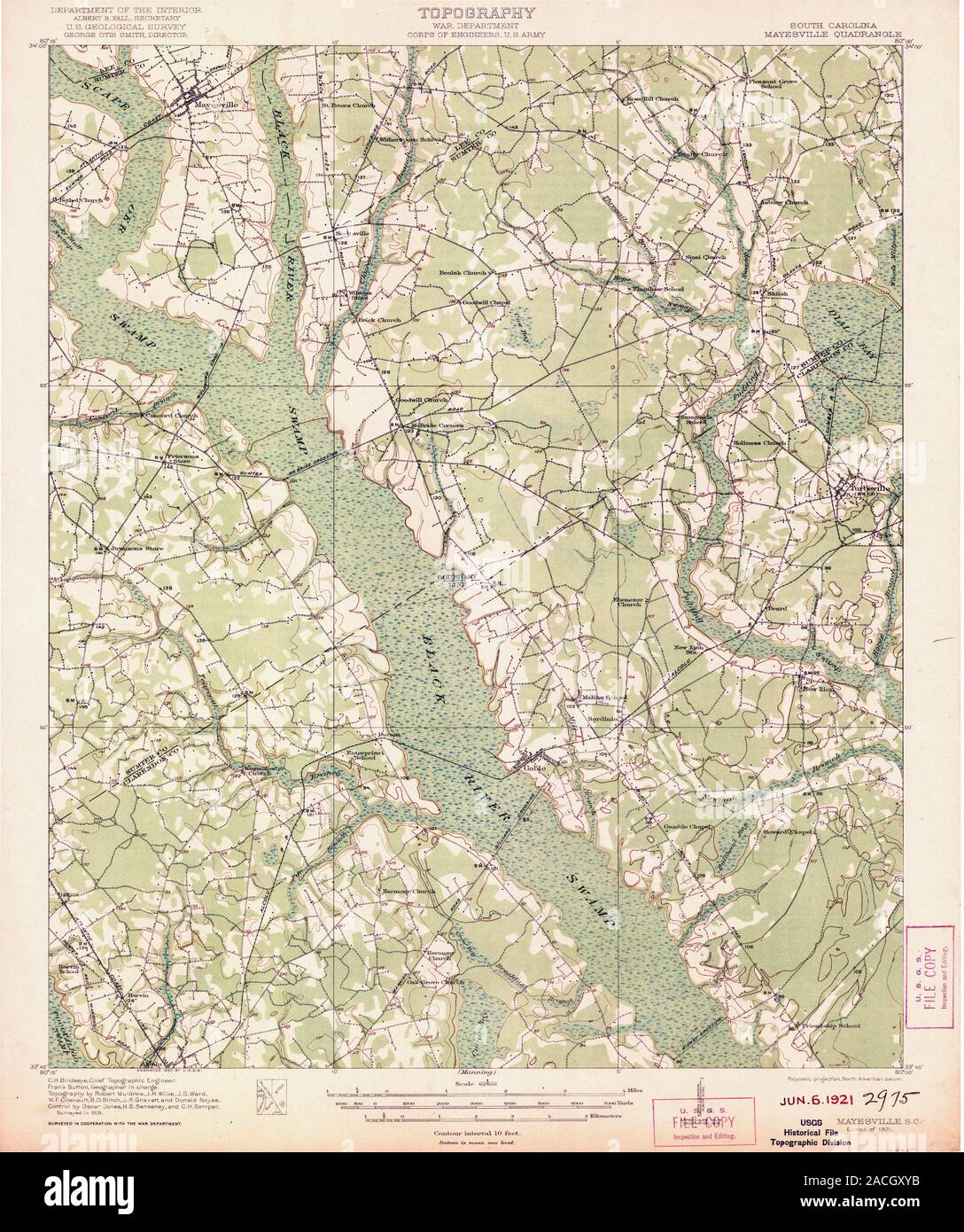 USGS TOPO Map South Carolina SC Mayesville 261897 1921 62500
