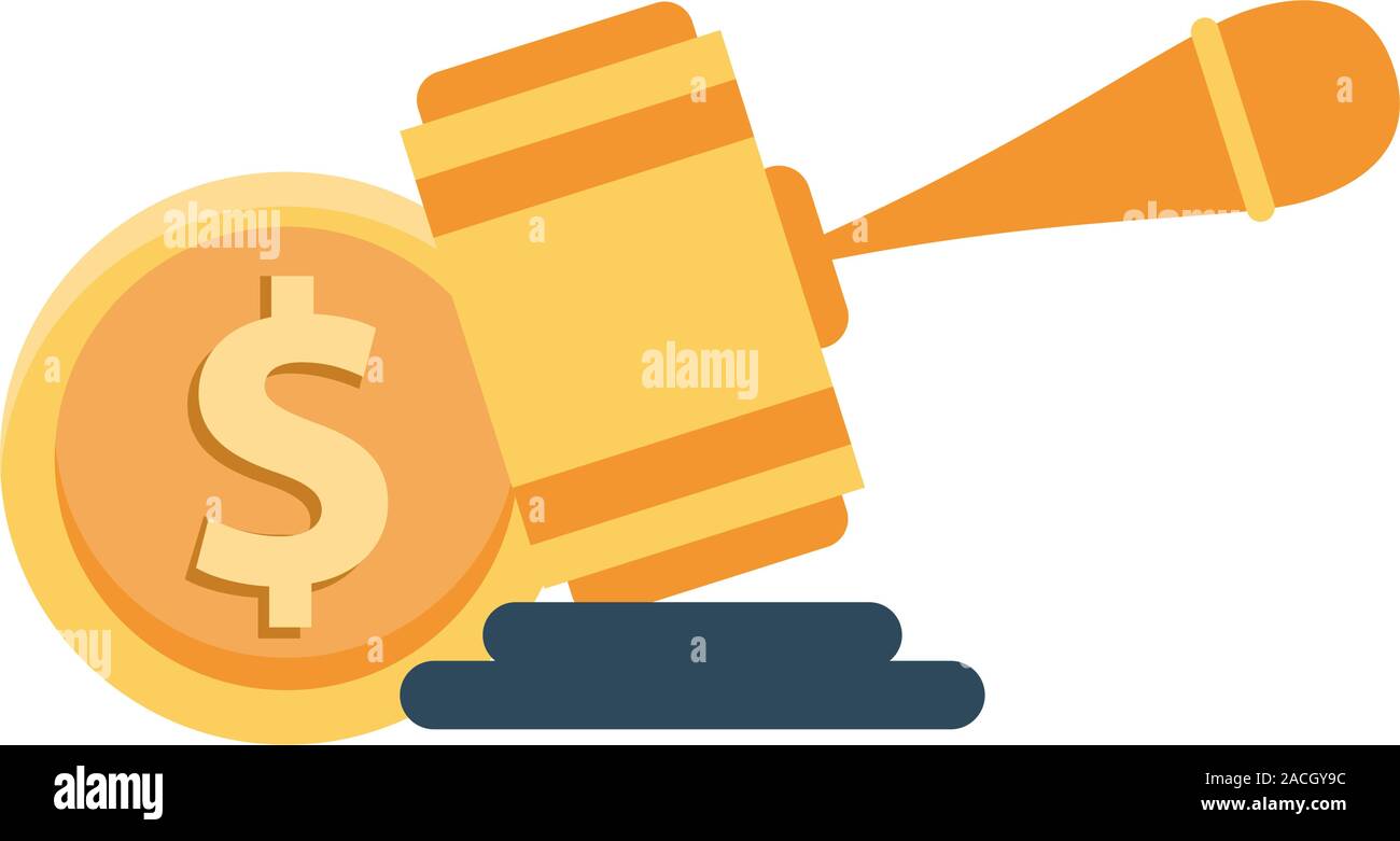 justice hammer device isolated icon Stock Vector