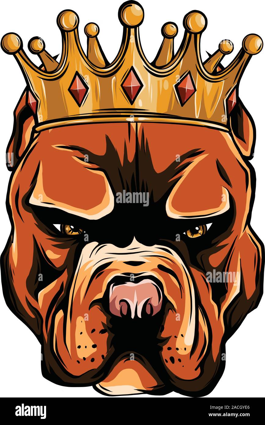 A pedigreed dog in the crown. Pitbull. Vector illustration. Stock Vector