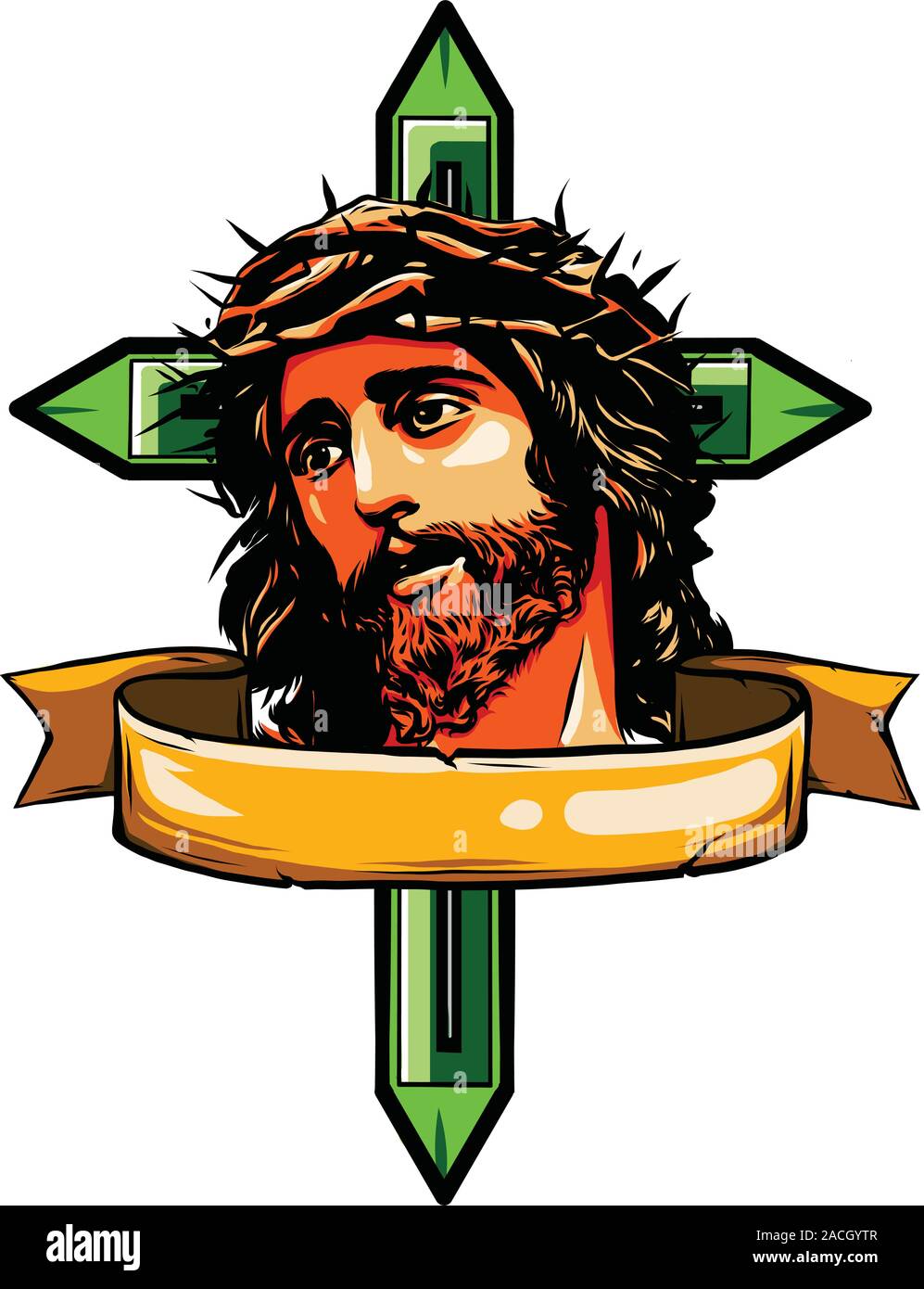 vector illustration of jesus christ carrying cross Stock Vector