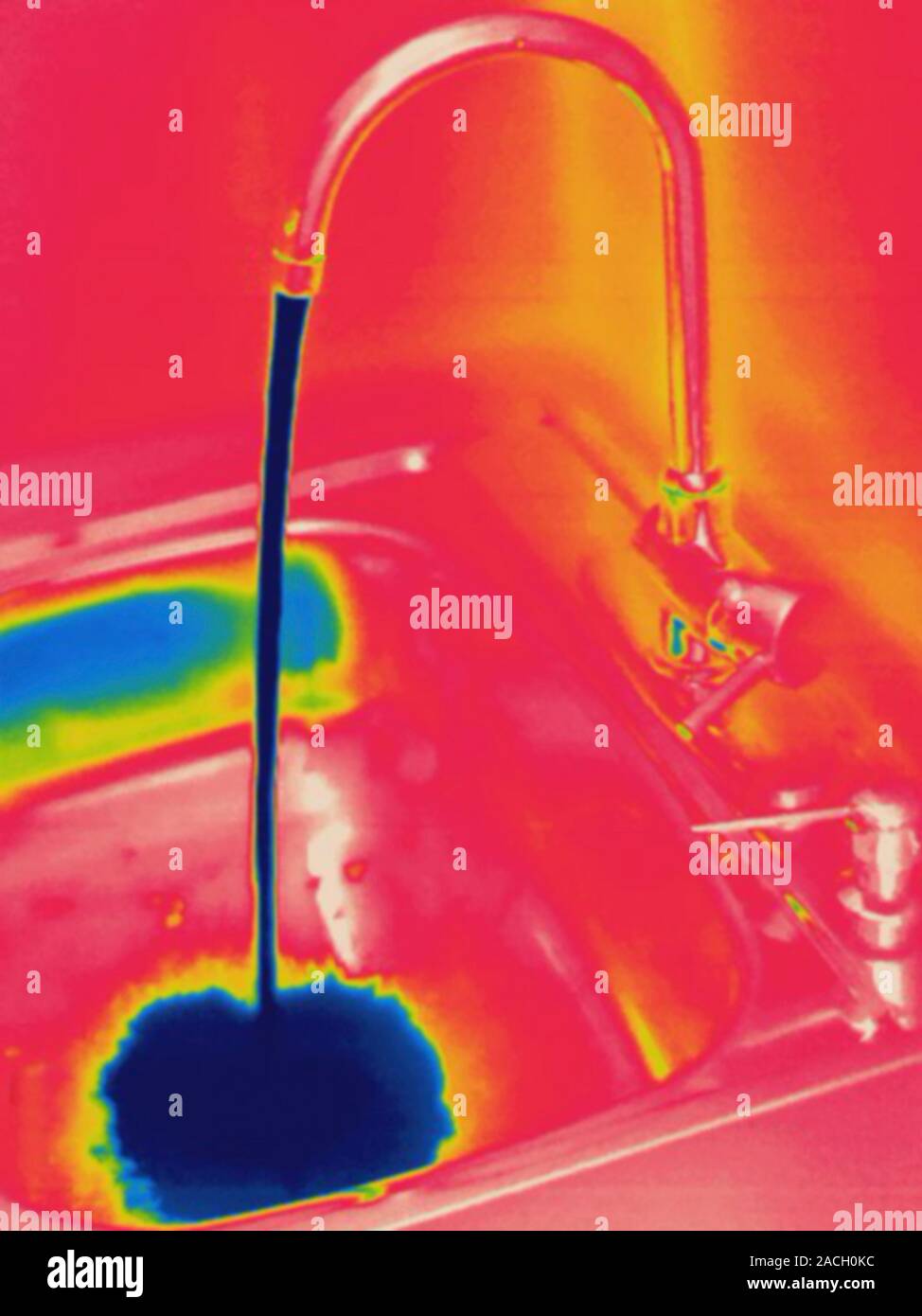 Thermogram Cold water running The colors show temperature variation