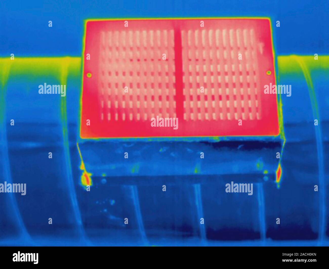 Thermogram Heating ducts The colors show temperature variation. The