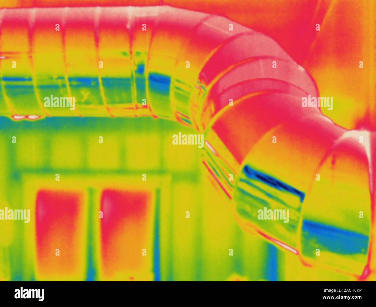 Thermogram Heating ducts The colors show temperature variation. The