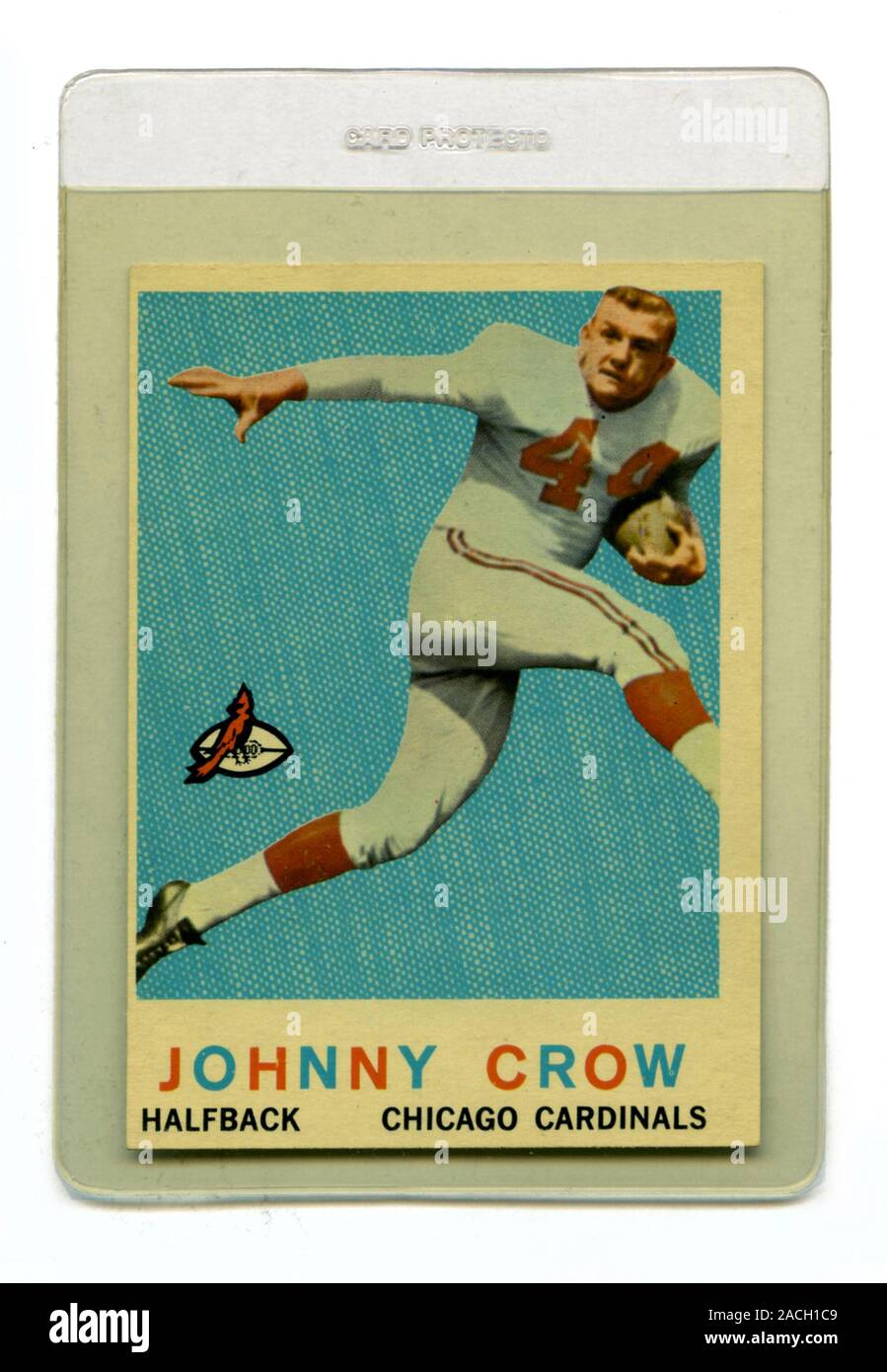 Classic football card depicting Johnny Crow a halfback with the Chicago Cardinals   issued by Topps Gum in 1959. Stock Photo