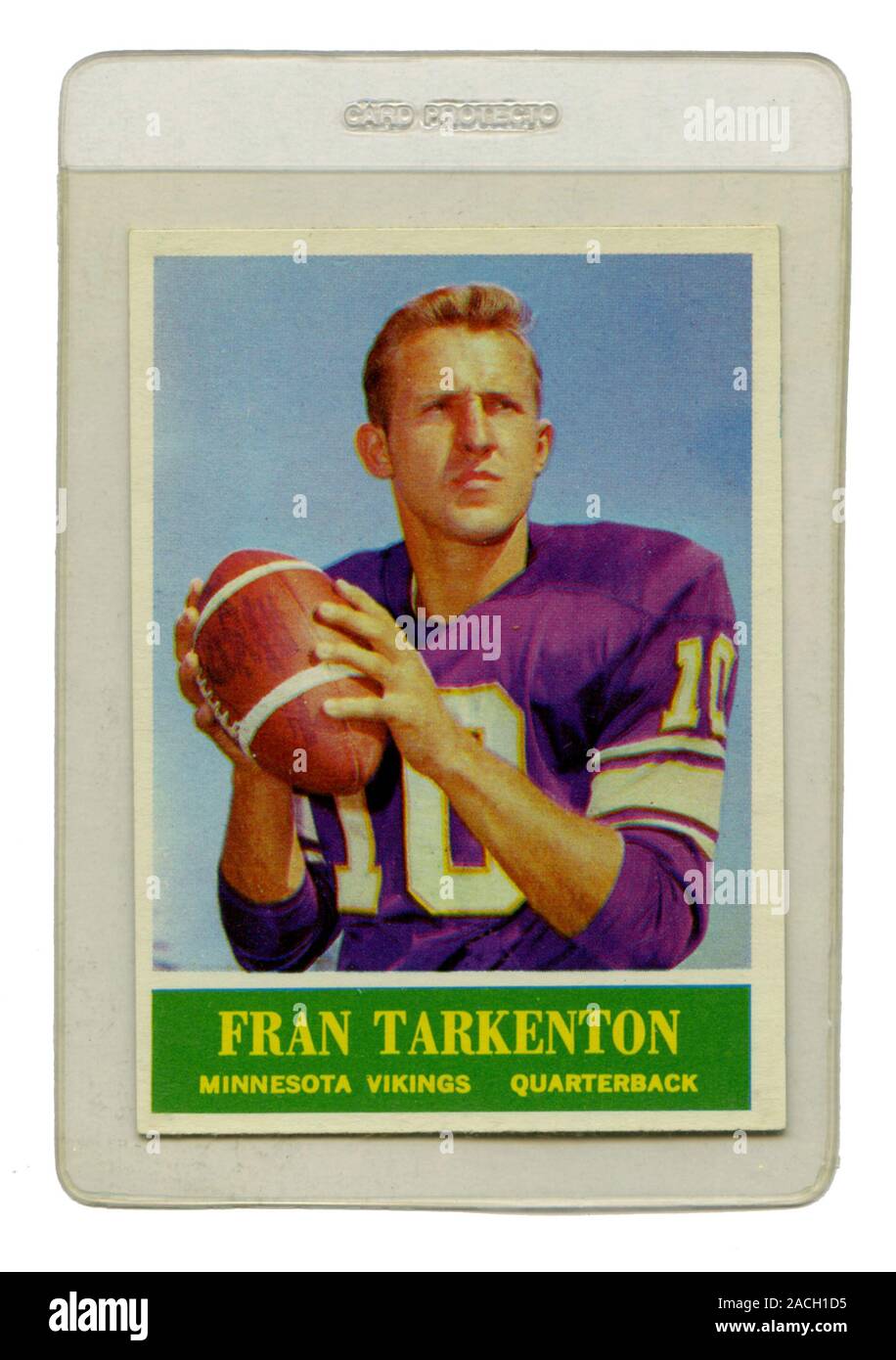 Classic football card depicting Fran Tarkenton the quarterback with the Minnesota Vikings issued by Philadelphia Gum in 1964. Stock Photo