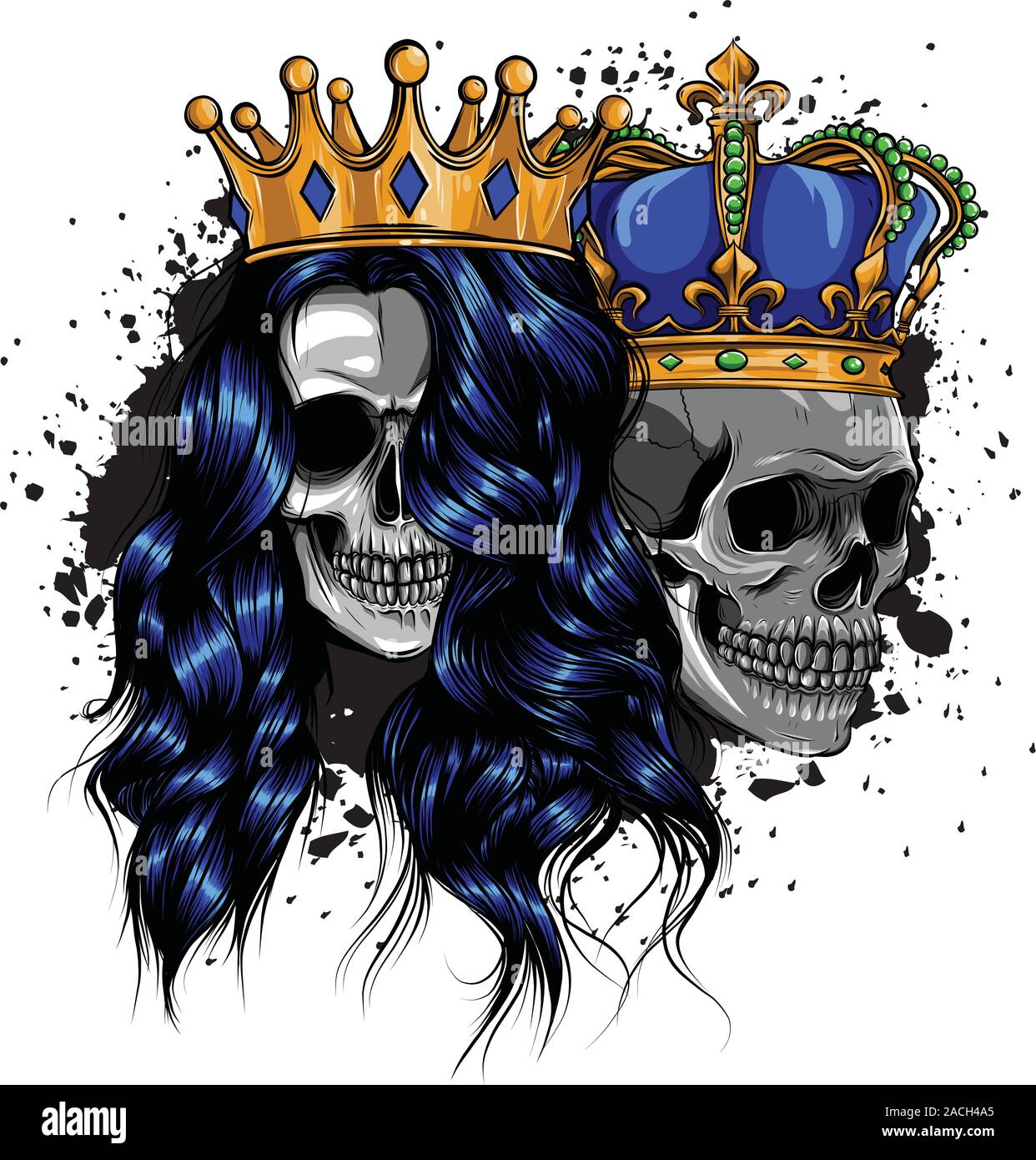 tattoo of King and queen of death. Portrait of a skull with a crown Stock  Vector Image & Art - Alamy