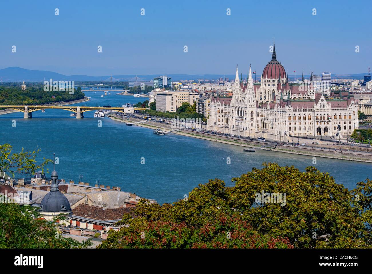 Hungarian Parliament Building on the banks of the Danube, Budapest, Hungary Stock Photo
