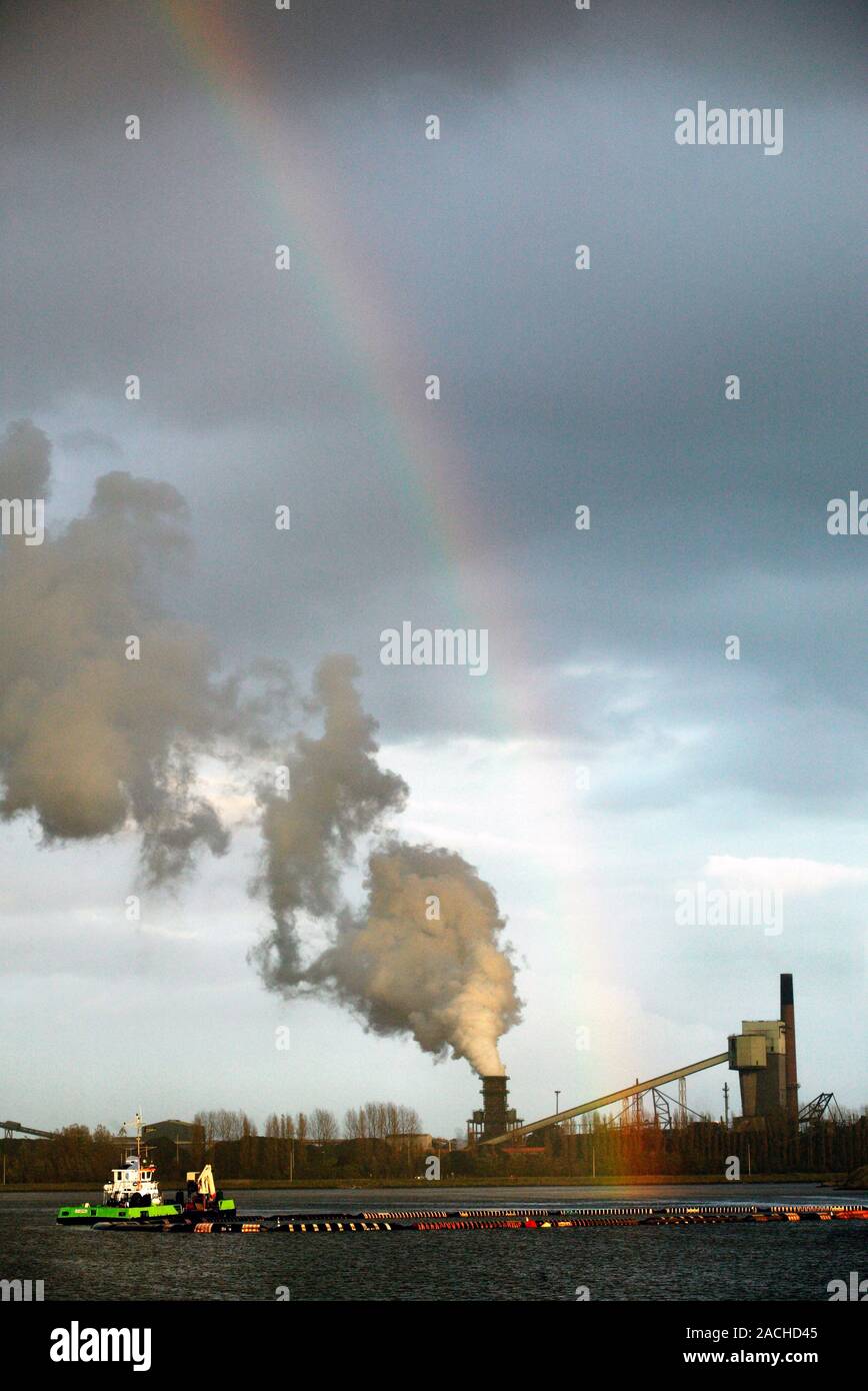 Steel mill. This is the ArcelorMittal steel mill in Ghent, Belgium