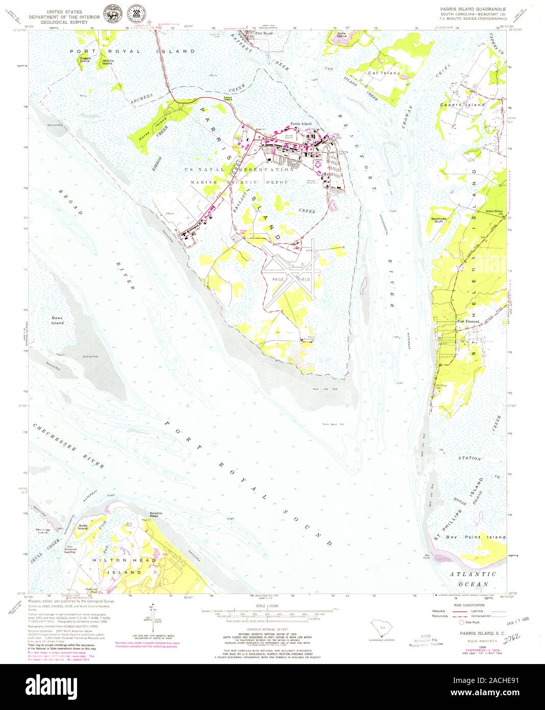 Usgs Topo Map South Carolina Sc Parris Island 261425 1956 24000