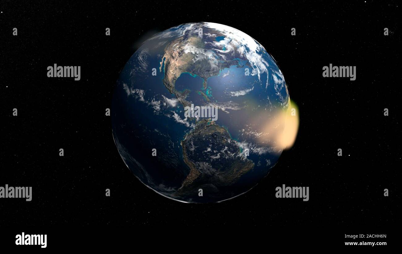 Atmospheric aerosols. Computer artwork of the Earth showing a ...