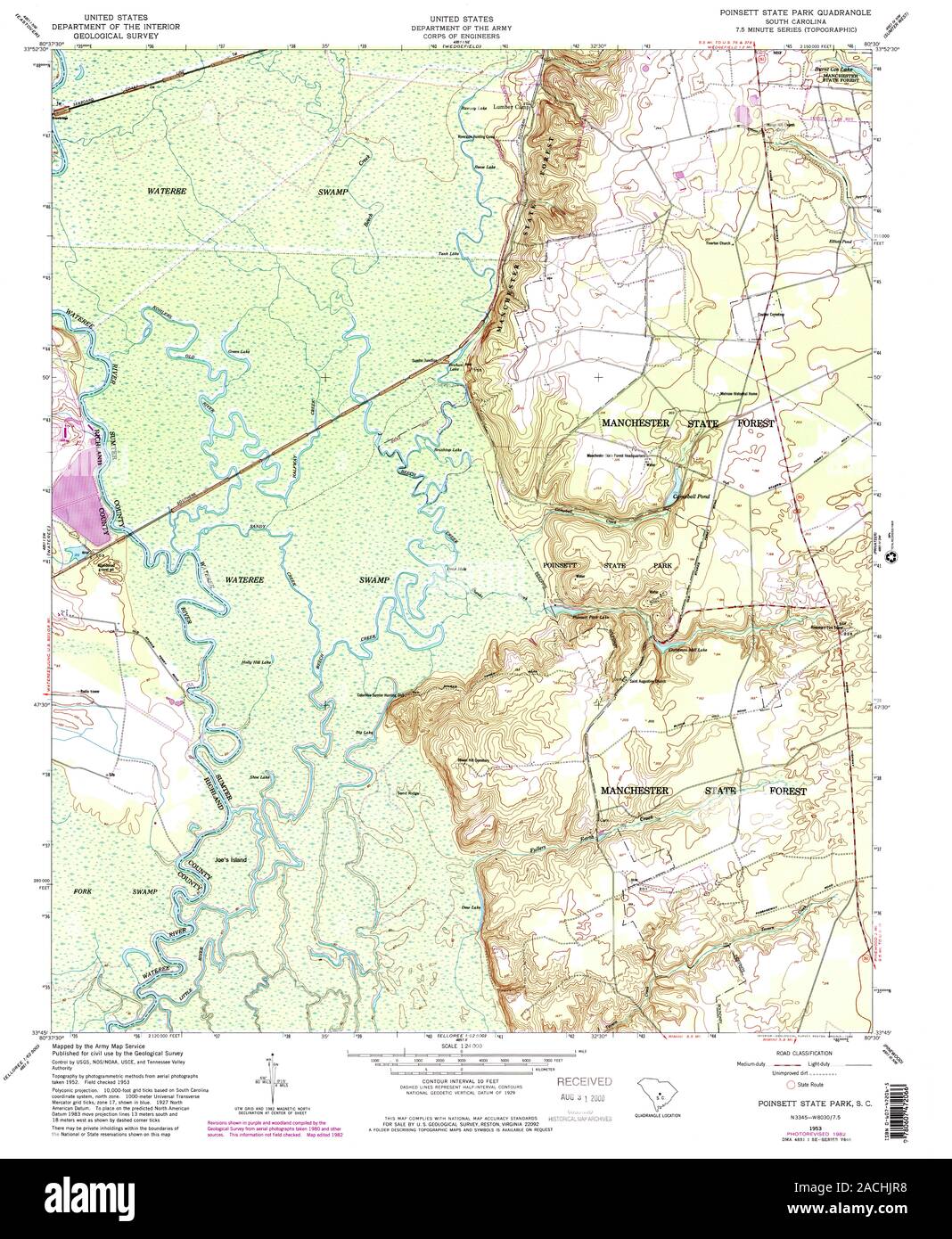 USGS TOPO Map South Carolina SC Poinsett State Park 261457 1953 24000 ...