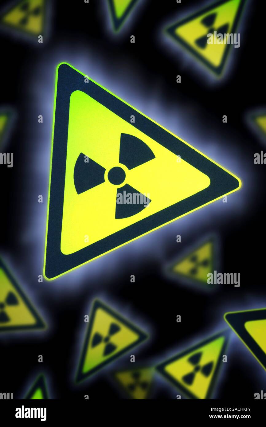 Radiation warning signs, computer artwork Stock Photo - Alamy