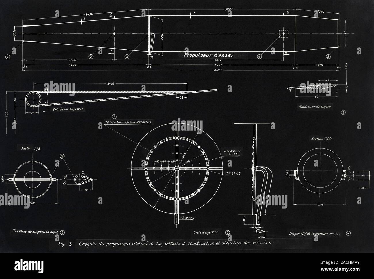 German WWII ramjet engine blueprint. This design, for the propulsor