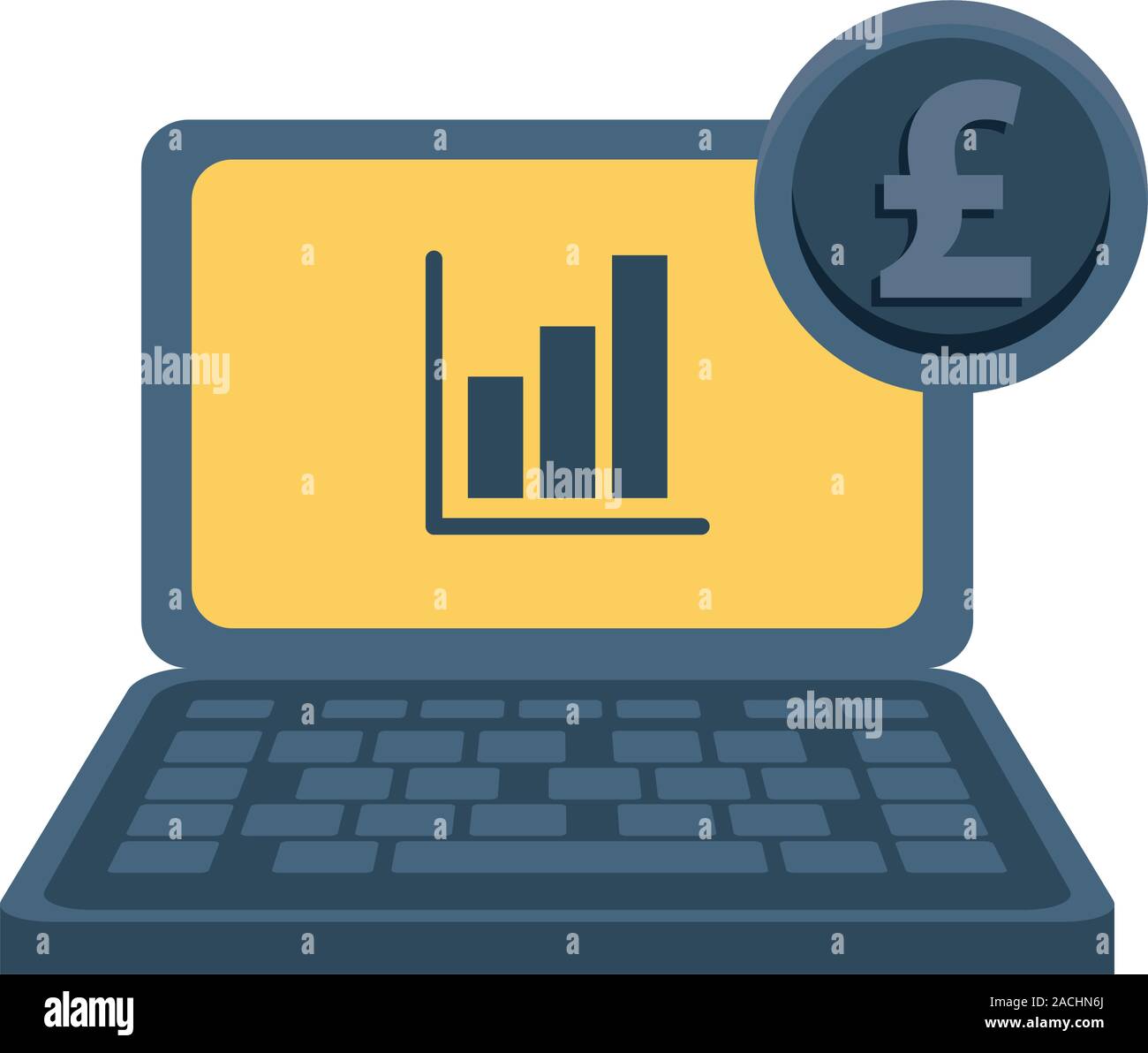 laptop computer with financial statistics and euro Stock Vector