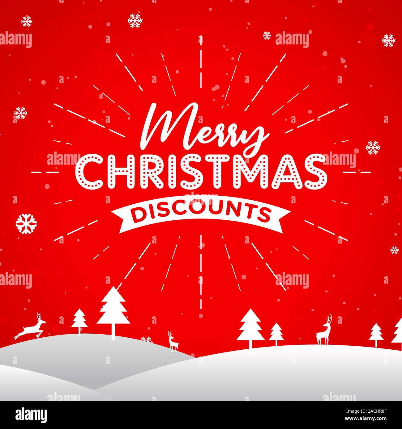 Merry Christmas Discount Offers, Banner, Logo Design, Sticker, Concept