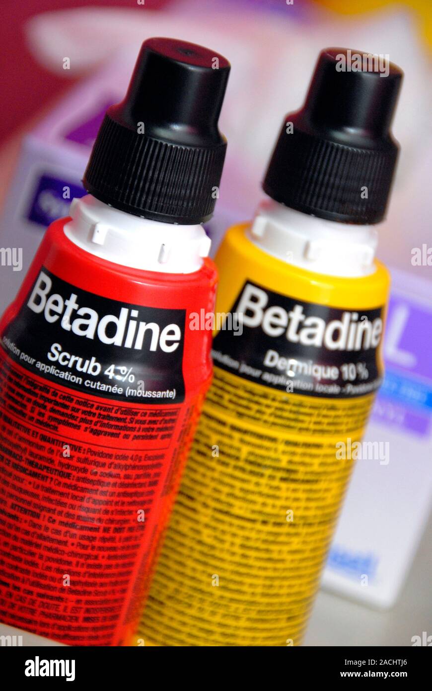 Hospital antiseptic. Bottles of Betadine at a hospital. Betadine is a