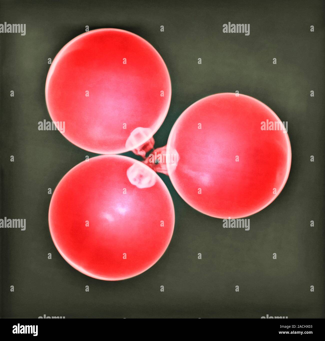 Christmas baubles, X-ray. Stock Photo