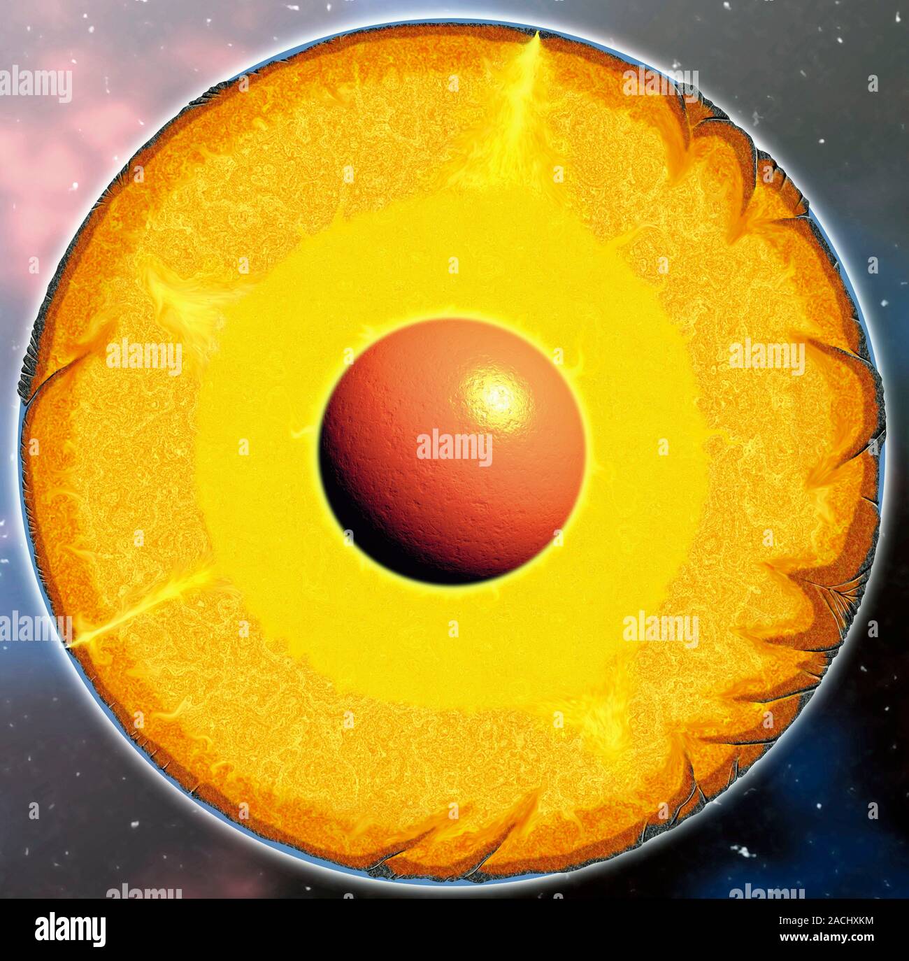 Earth's internal structure, computer artwork. The Earth has an ...