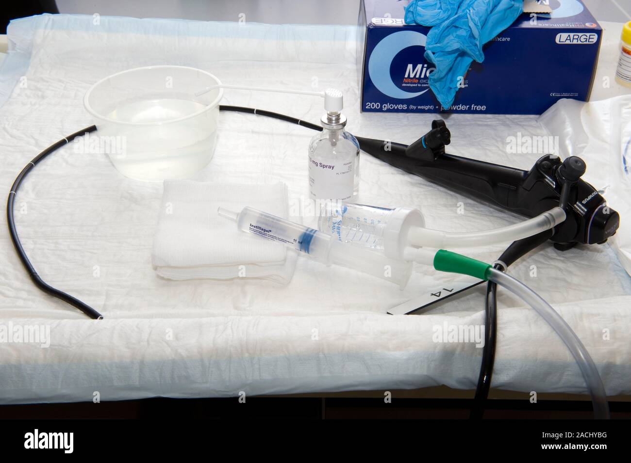 Flexible bronchoscope (endoscope) used to examine the lungs. This