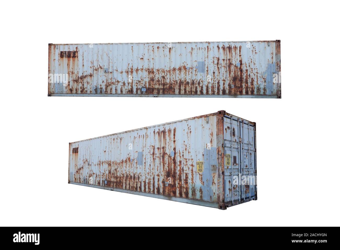 Old container cut white background for ease of use. Stock Photo
