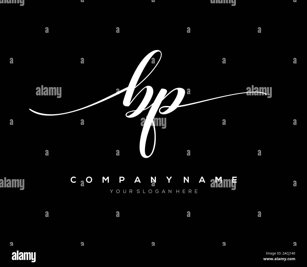 Bp Letter Initial Handwriting Logo Vector Stock Vector Image Art Alamy