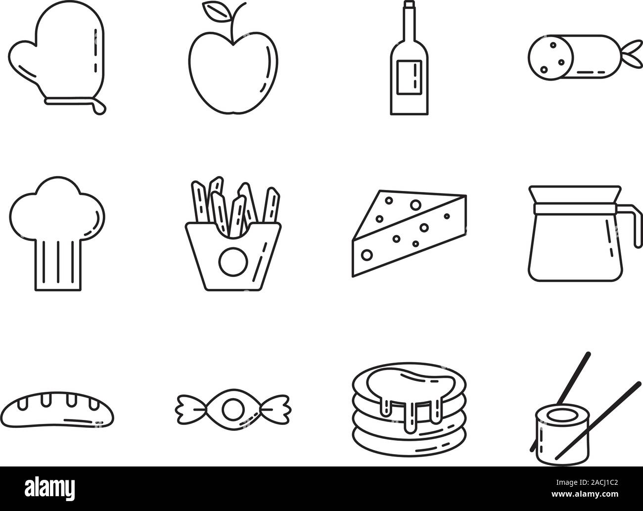 bundle of nutritive food set icons Stock Vector