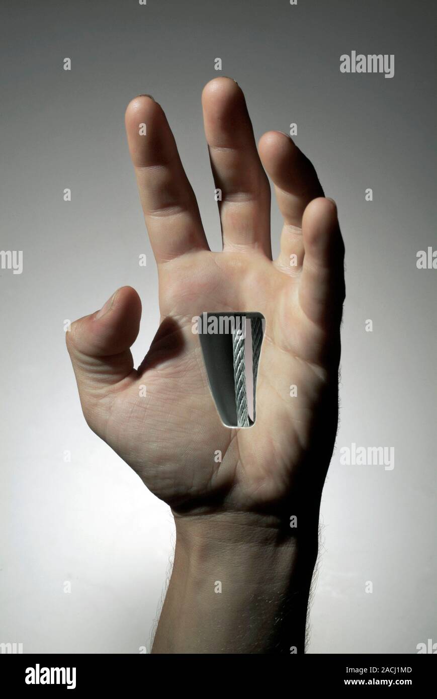 Mechanical human hand, conceptual image. Stock Photo