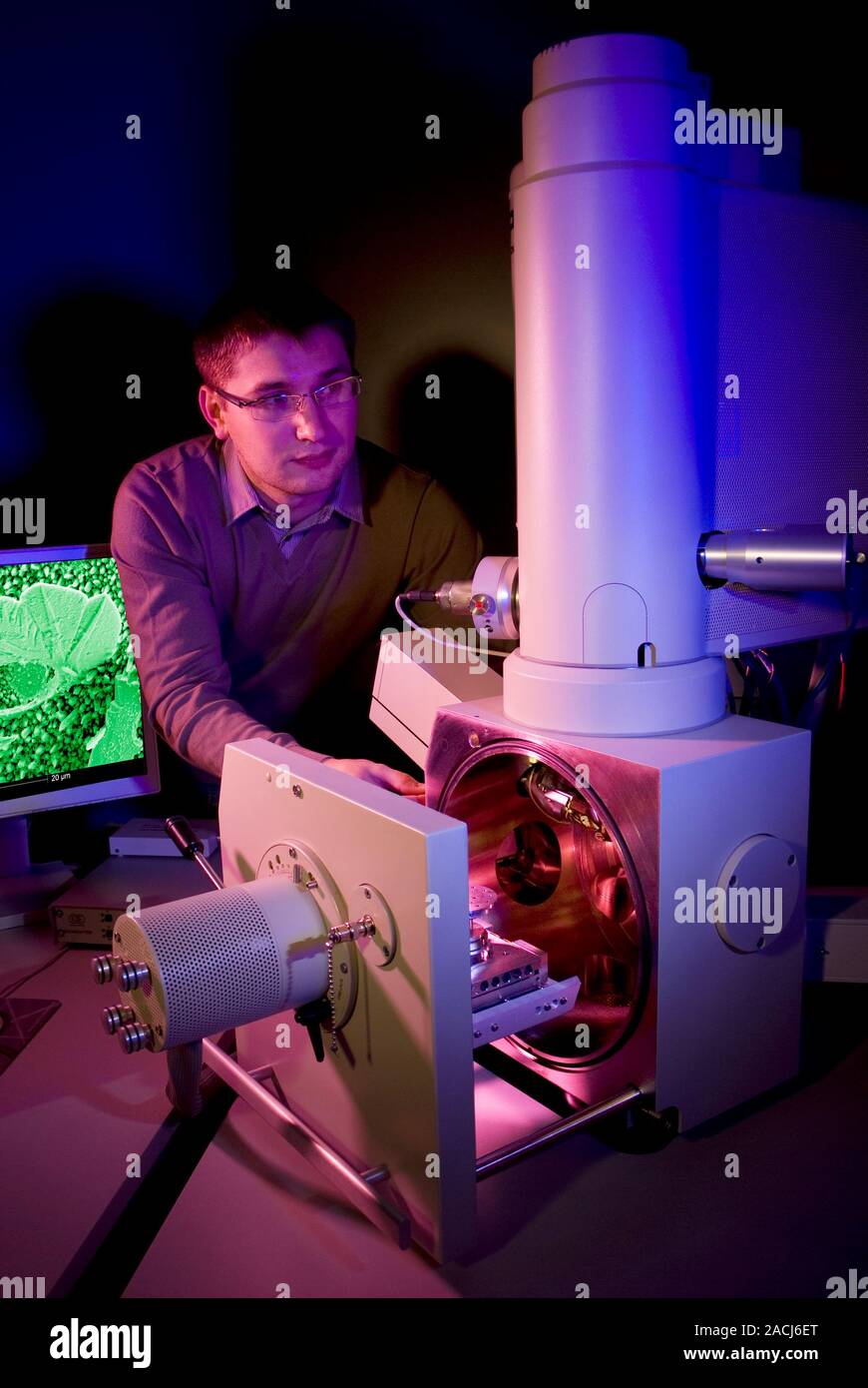 Leadfree soldering research. Researcher carrying out a micro