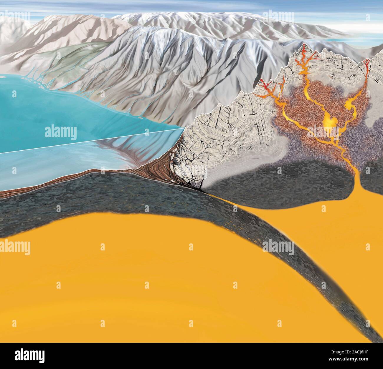Subduction Zone Processes Cutaway Artwork Showing The Geological Subduction Zone Processes Cutaway Artwork Showing The Geological