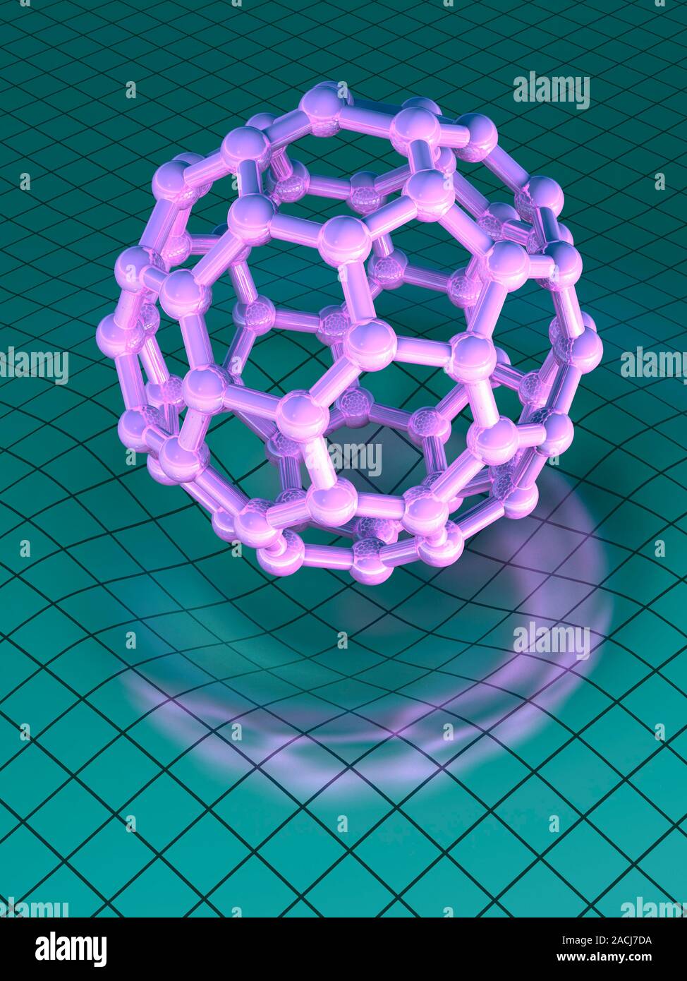 Buckminsterfullerene molecule. Molecular model of the spherical