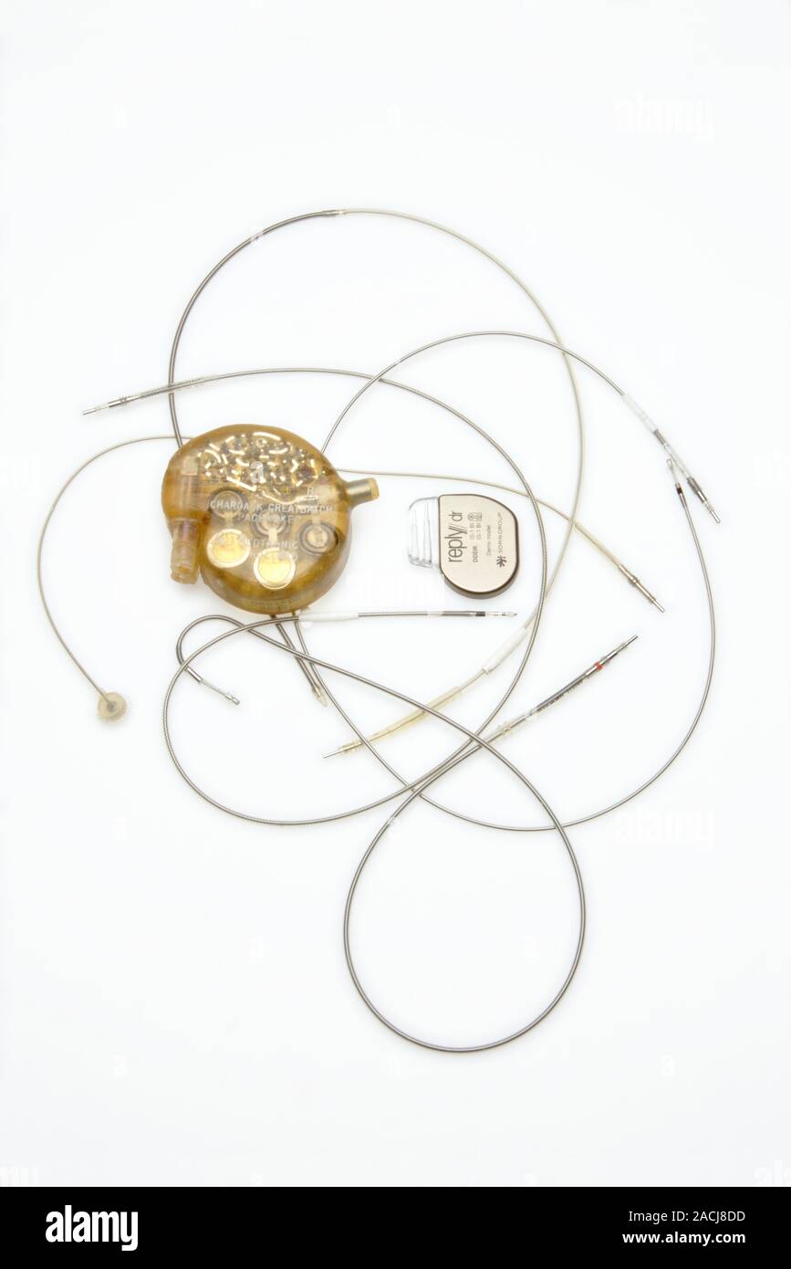 Pacemaker comparison. At left is a ChardackGreatbatch pacemaker, which