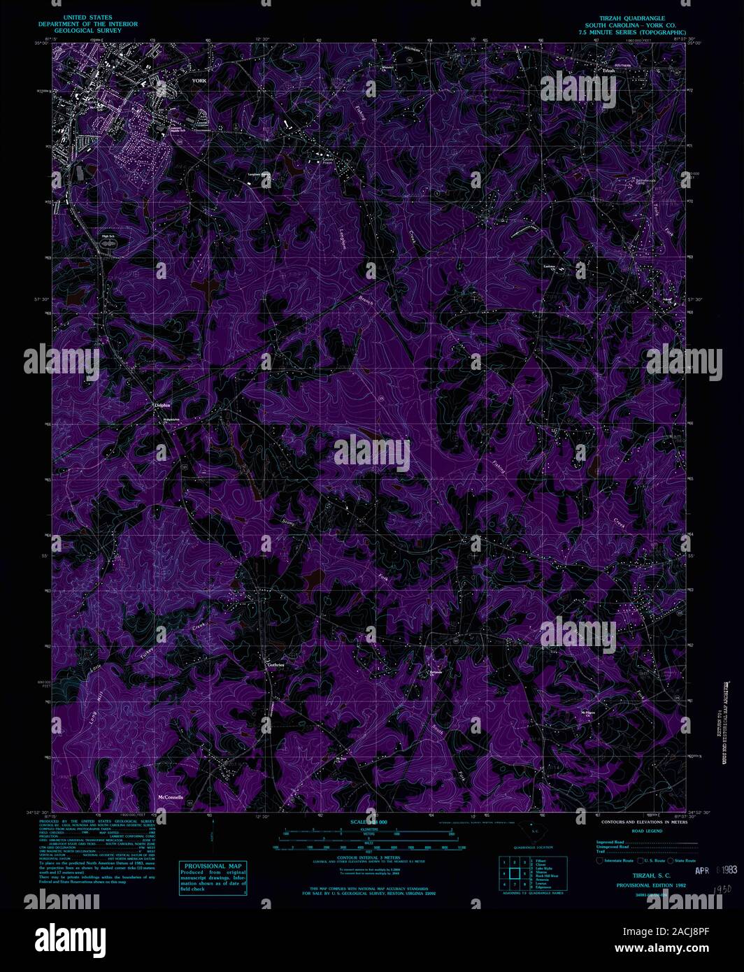 USGS TOPO Map South Carolina SC Tirzah 261648 1982 24000 Inverted
