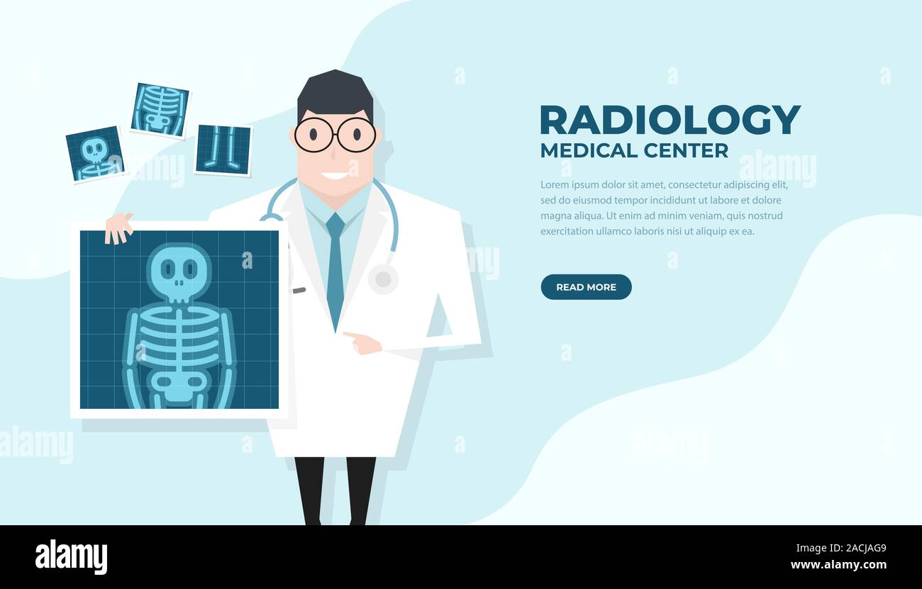 Doctor Holding X Ray Film Health Check Up Banner Stock Vector Art
