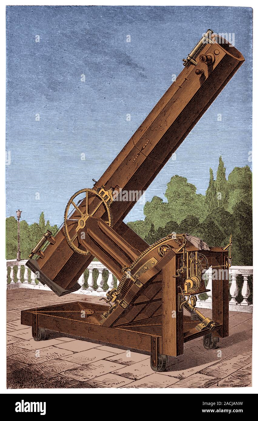 Equatorially mounted reflecting telescope built by Leon Foucault, a