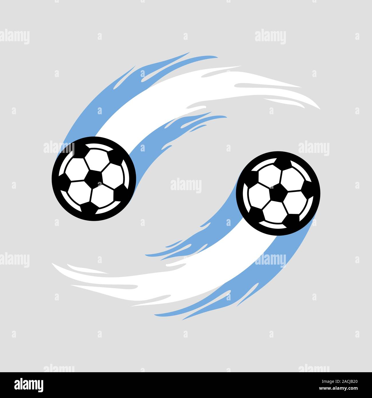 Soccer or football with fire tail in Argentina flag. Stock Vector