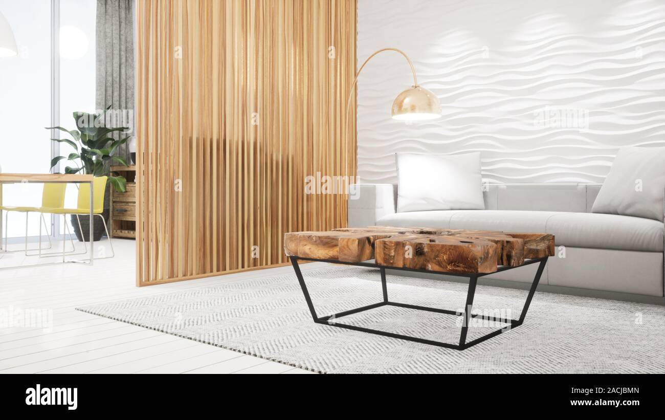 Modern design living room interior in Scandinavian style . 3D rendering ...