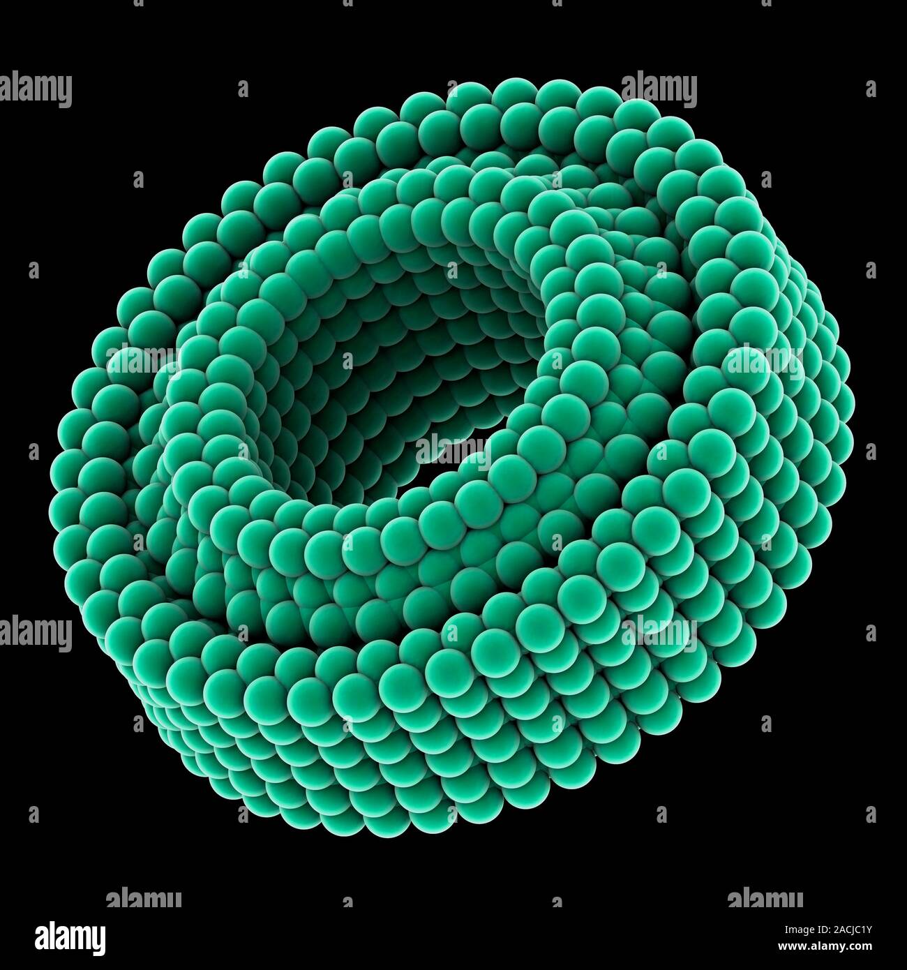 Artwork of a nano-bearing, a nanotechnology device created at the atomic scale. A bearing allows motion between two or more parts, and here one circul Stock Photo