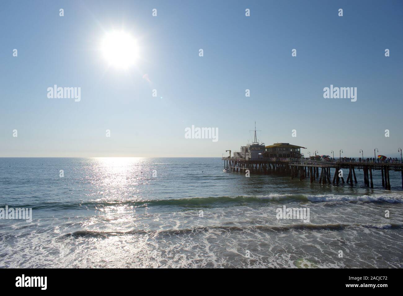 A sunny day at Santa Monica Pier, California, United States Stock Photo
