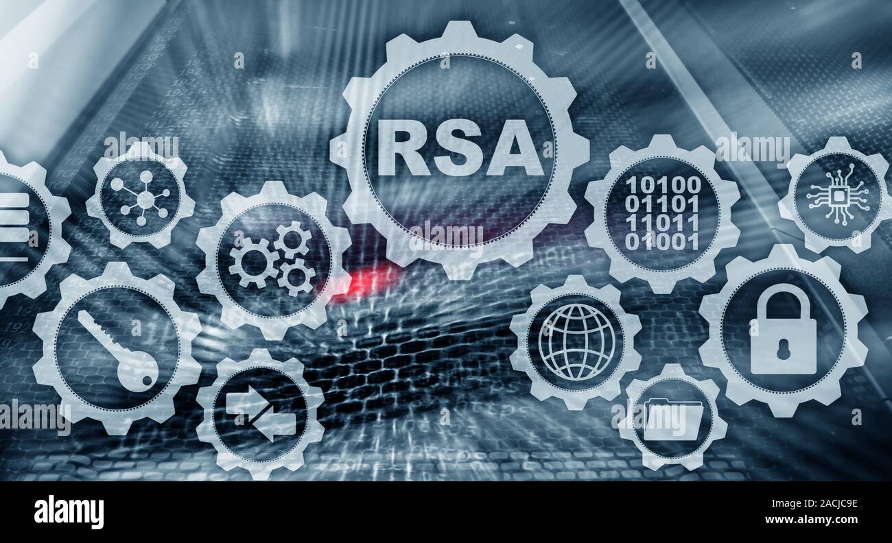 RSA. Rivest Shamir Adleman cryptosystem. Cryptography and Network Security Stock Photo