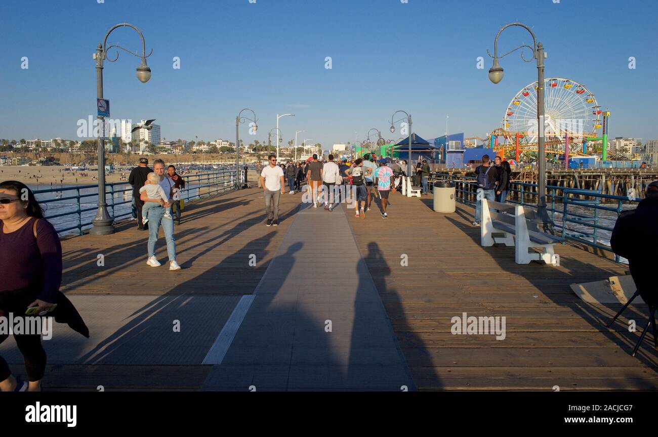 A sunny day at Santa Monica Pier, California, United States Stock Photo
