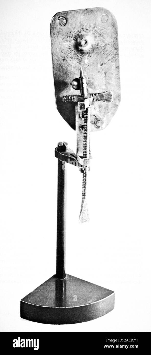 Leeuwenhoek's microscope, 17th century. This is one of the early ...
