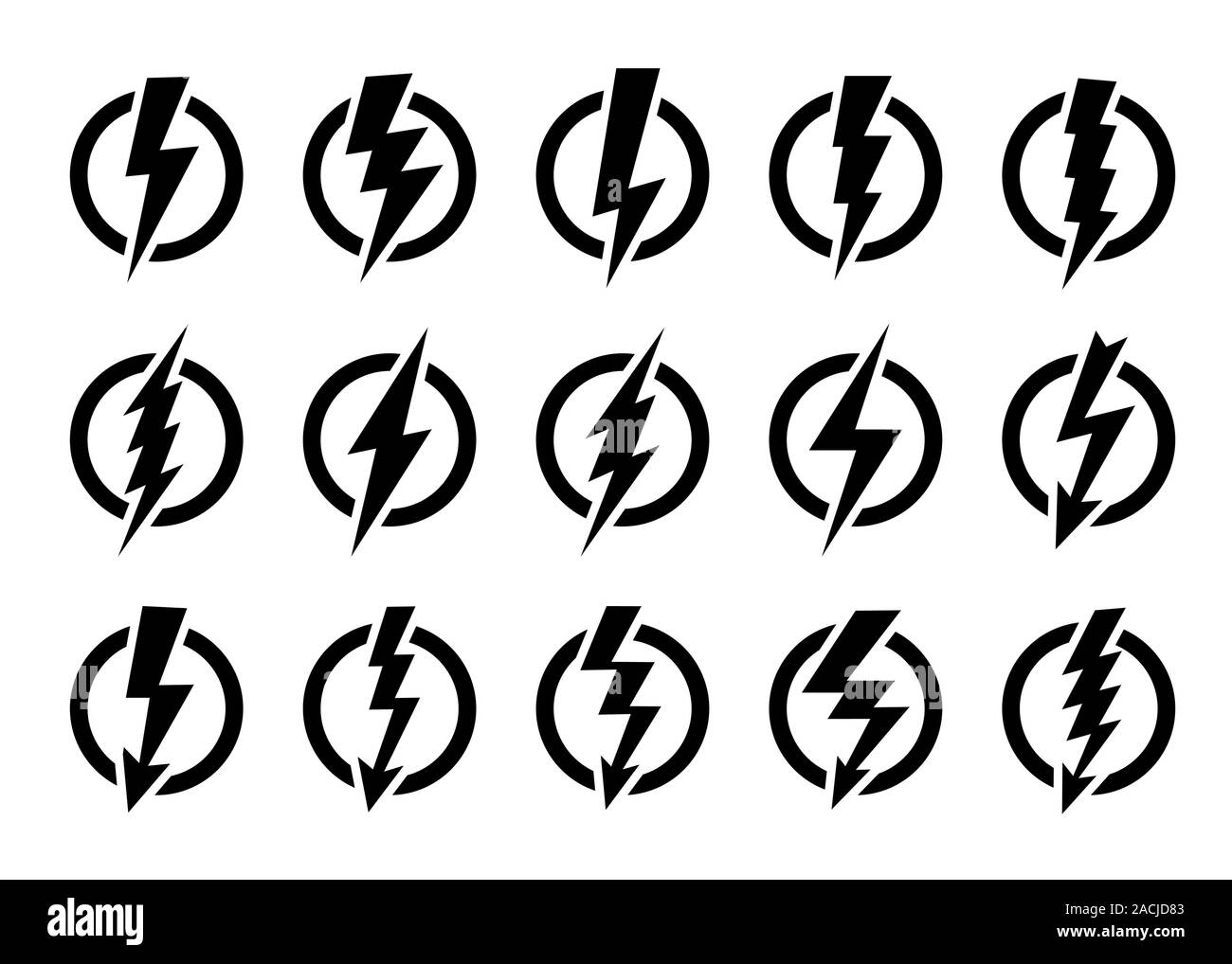 Electricity Logo. Flash Bolts Power Symbols for Badges Recent