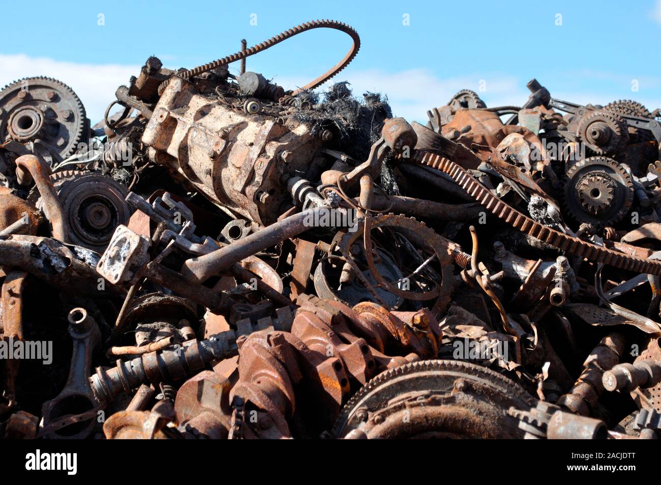 Scrap metal. Closeup of a pile of scrap metal (car parts). Photographed in Willenhall, West