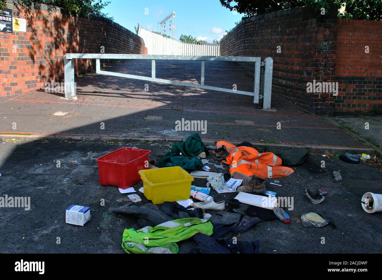 Dumped rubbish. Illegally dumped rubbish on a suburban street