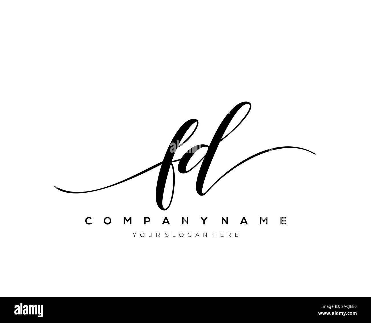 FD Letter initial handwriting logo vector. Stock Vector