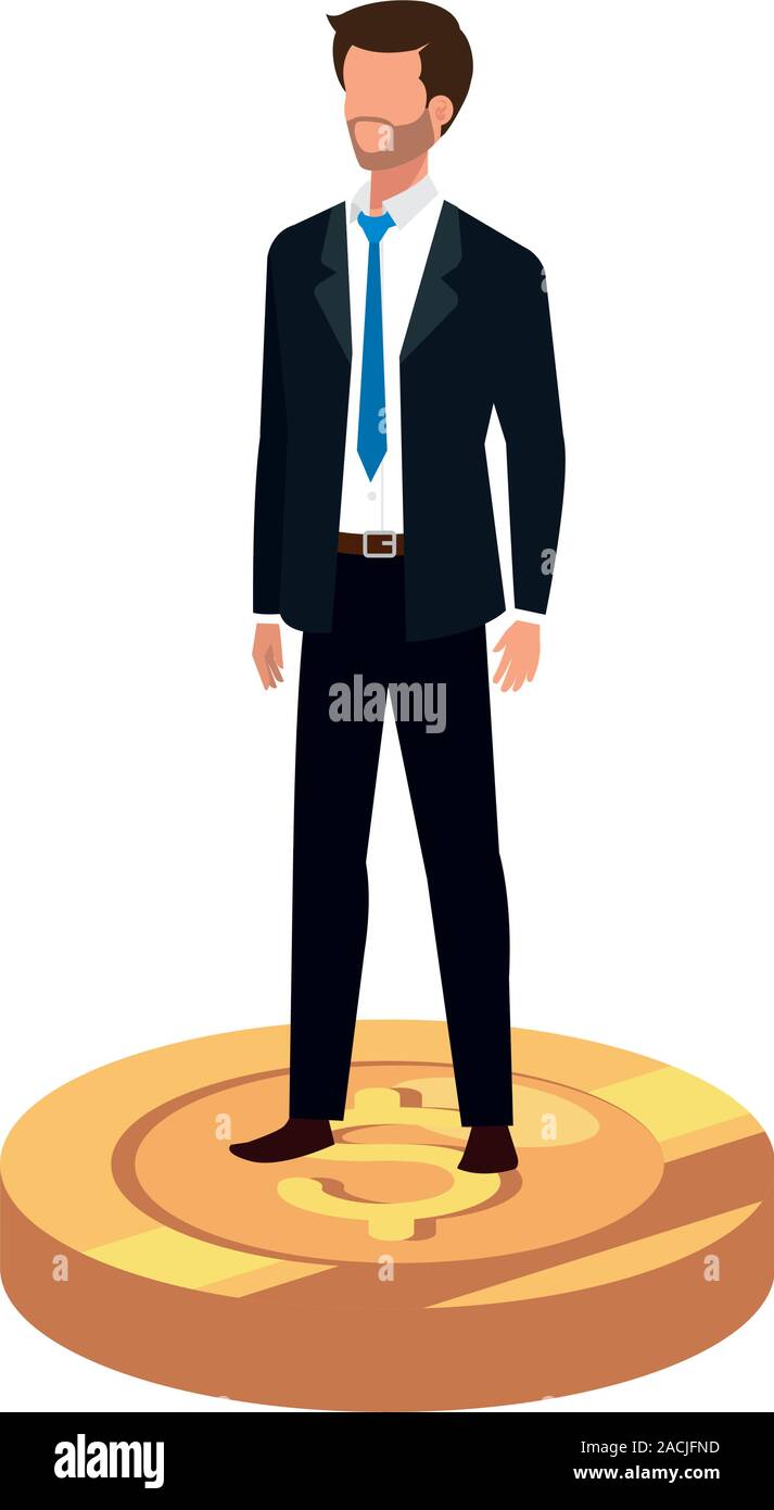 businessman elegant over coin isolated icon Stock Vector Image & Art ...